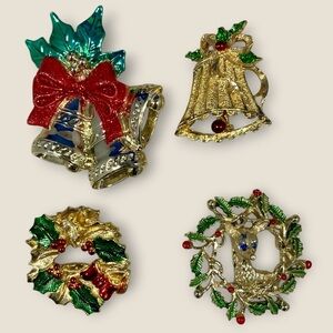 Vintage Christmas Brooch Lot
